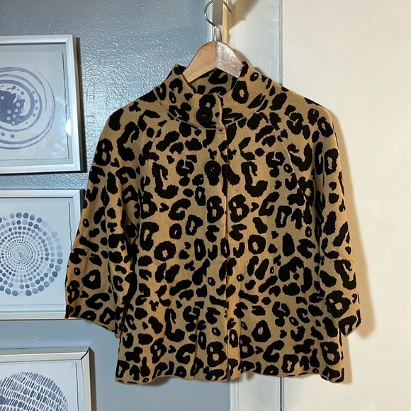 Kim Rogers Womens Two Button Detail Leopard Print Sweater Petite Size PM - Picture 1 of 4